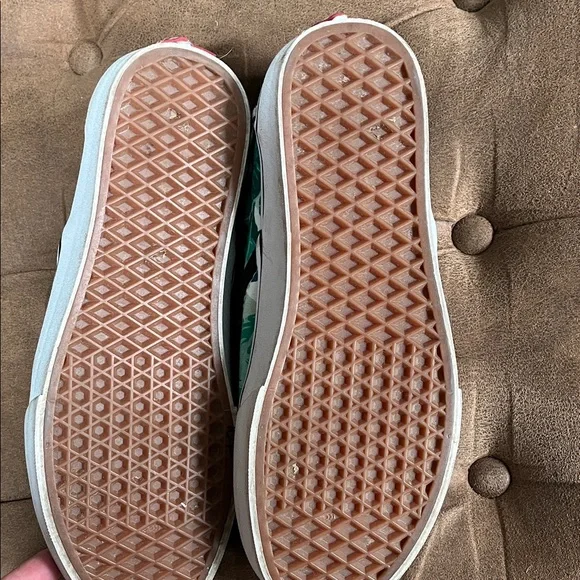 VANS Slip-On Sneakers in Teal and White Tropical Leaf Print - Picture 4 of 7